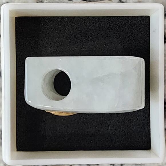 Vintage Amethyst Green Jadeite 14K Yellow Gold Necklace Slide Pendant Enhancer - Picture 6 of 9